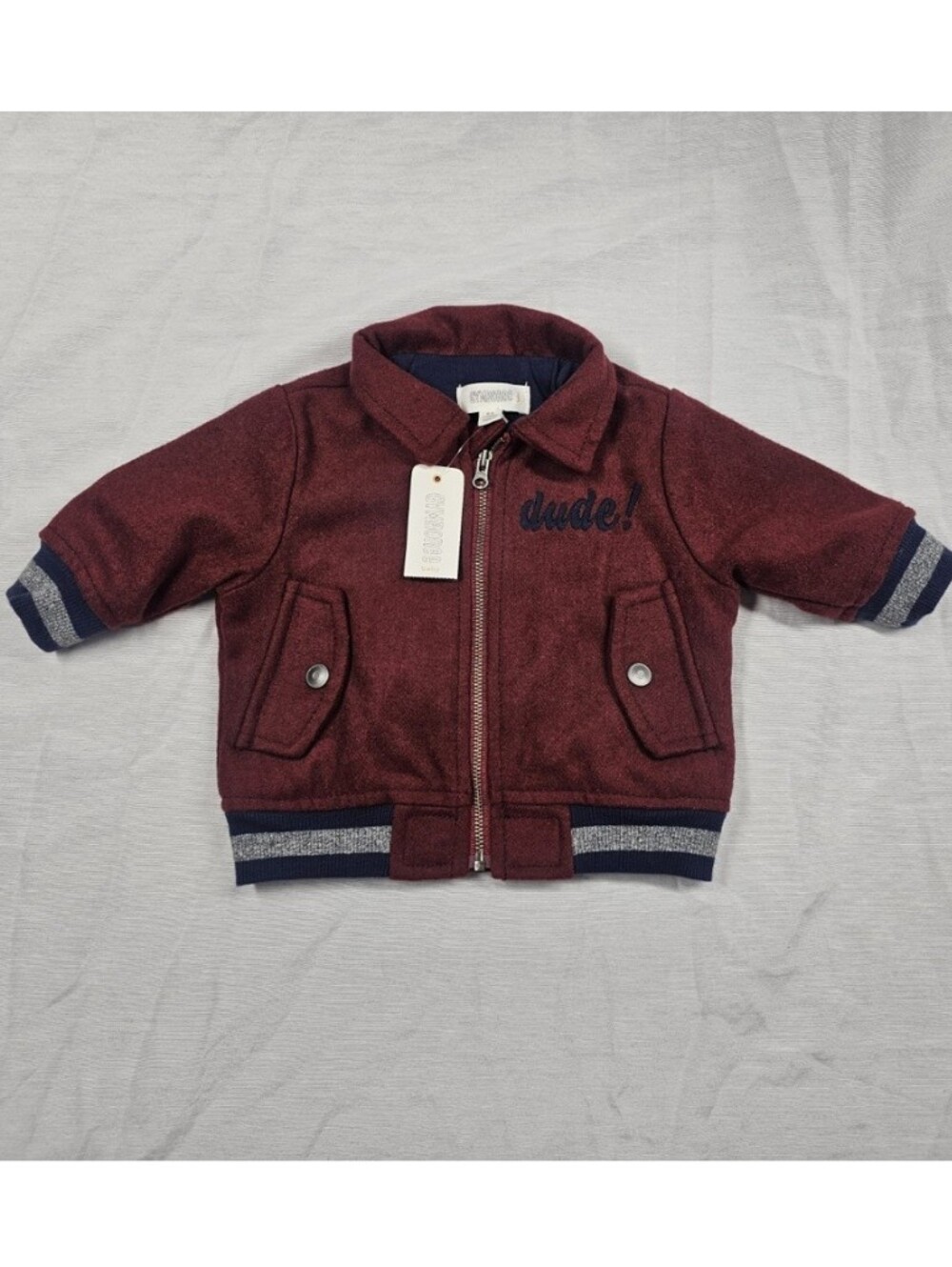 Gymboree Maroon Zip Jacket with Navy Trim